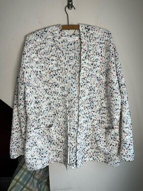 Moon and Madison White Multi Speckled Knit Bouclé Cardigan S